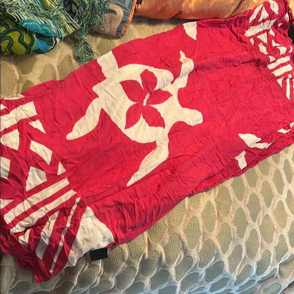Red and White Floral Sarong